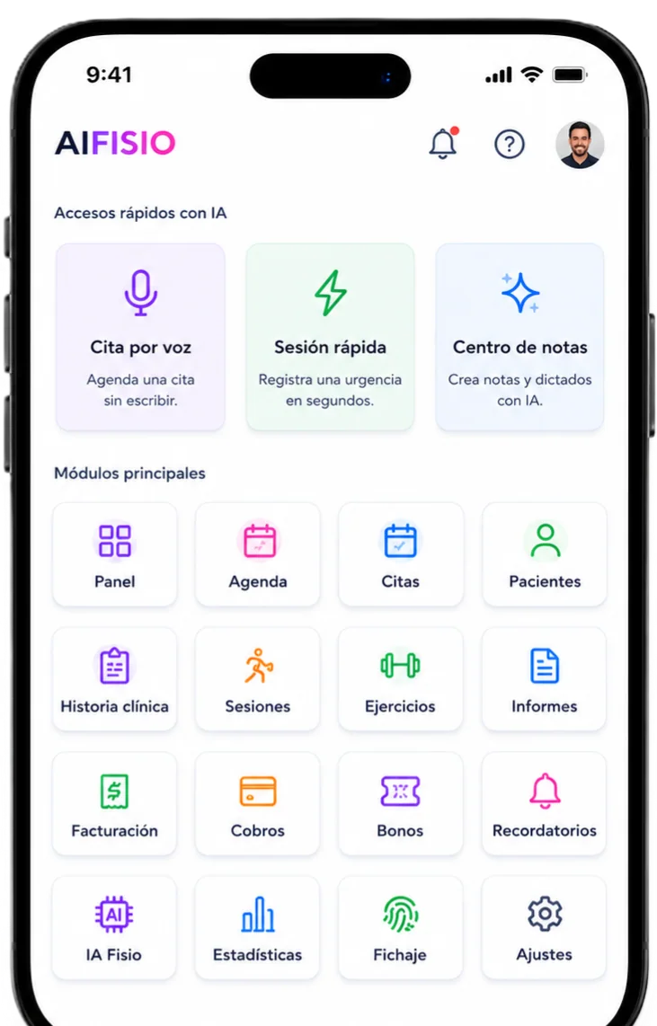 Software de fisioterapia con agenda, pacientes, ejercicios y facturación en una sola app